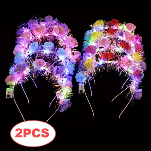 Headband for Women - Light Up Cat Ear 2pcs LED Glow Cartoon Cat Ears Hair Band Princess for - main product view