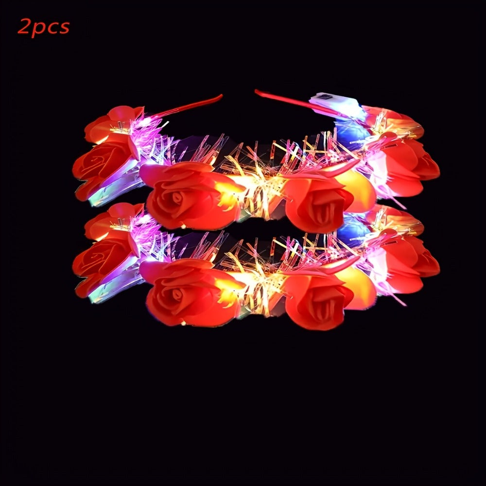 Headband for Women - Light Up Cat Ear 2pcs LED Glow Cartoon Cat Ears Hair Band Princess for - product detail view 3