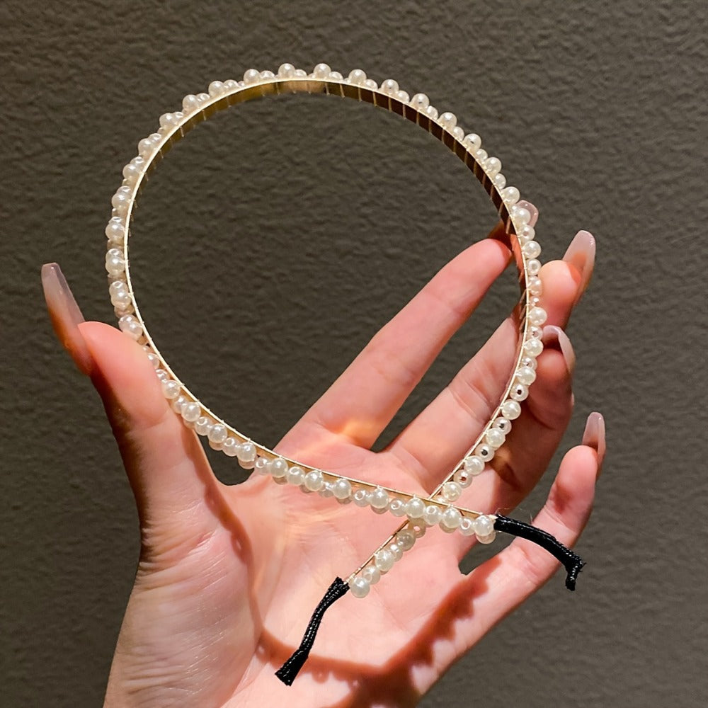 Headband for Women - Pearl Hair Bands 10pcs Set Elegant Imitation Pearl Hair Ties Mixed Styles - product detail view 6