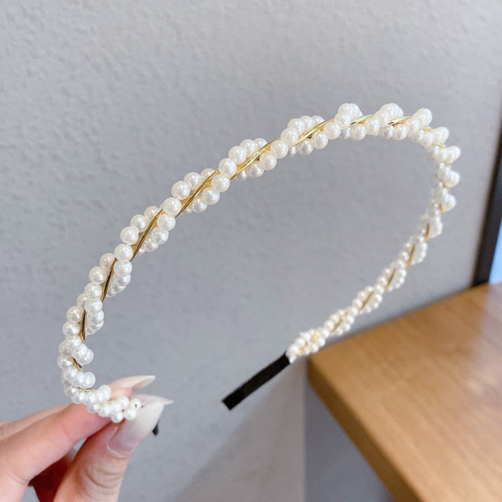 Headband for Women - Pearl Hair Bands 10pcs Set Elegant Imitation Pearl Hair Ties Mixed Styles - product detail view 8