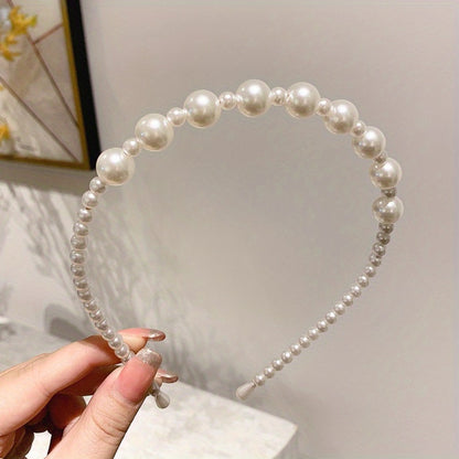 Headband for Women - Pearl Hair Bands 10pcs Set Elegant Imitation Pearl Hair Ties Mixed Styles - product detail view 13