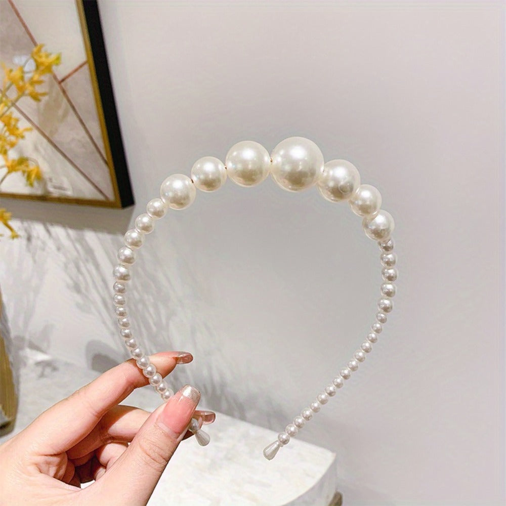 Headband for Women - Pearl Hair Bands 10pcs Set Elegant Imitation Pearl Hair Ties Mixed Styles - product detail view 14