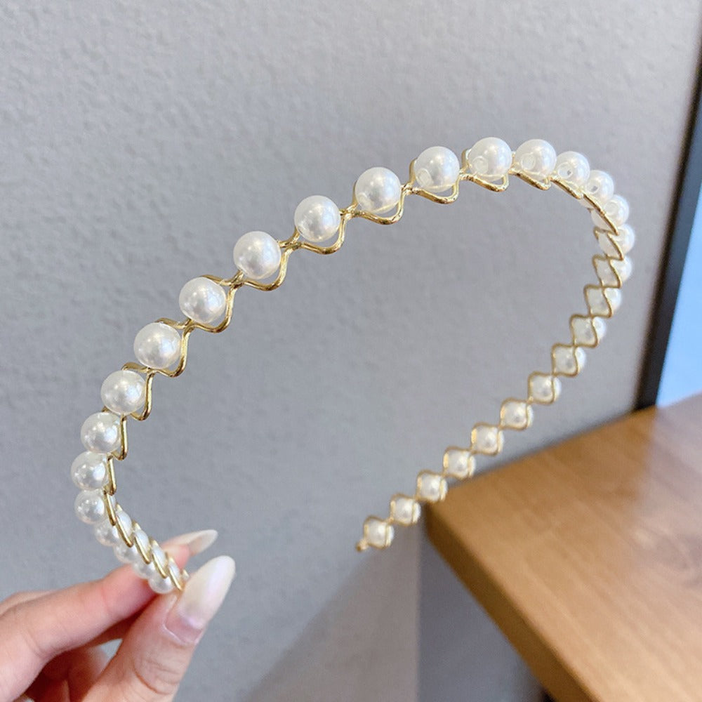 Headband for Women - Pearl Hair Bands 10pcs Set Elegant Imitation Pearl Hair Ties Mixed Styles - product detail view 24