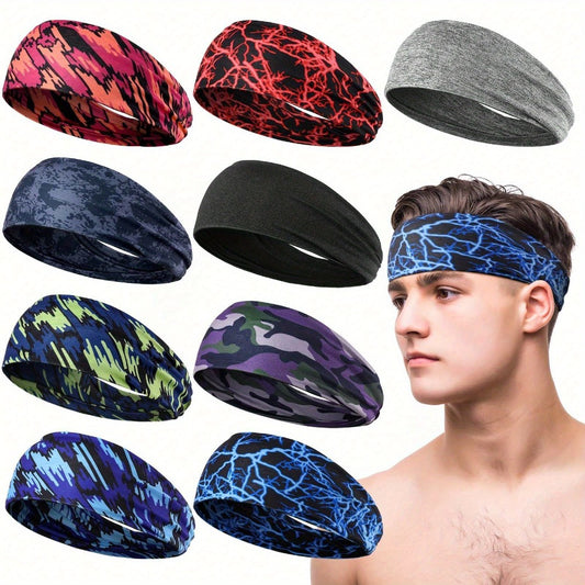 Headband for Women - Sport Set of 9 Wide Sweatbands for Men & , Camo & Multicolor - main product view