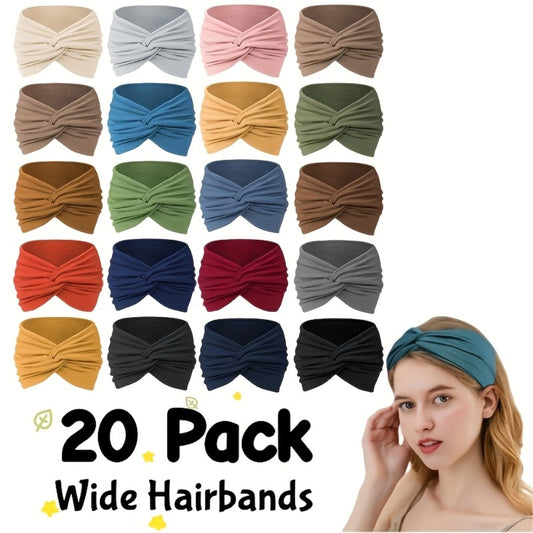 Headband for Women - Sports for 20 Pack Wide Elastic Absorbent Sweat Bands, Solid Color - main product view