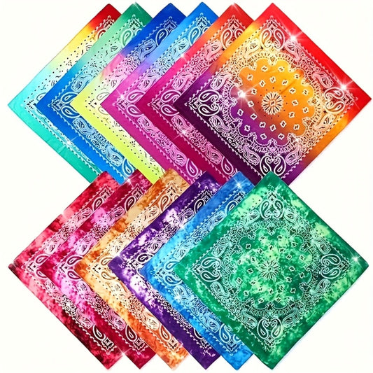 Headband for Women - Tie-Dye 12 Pack Paisley Pattern Gradient Color Unisex Boho Hip Hop Punk - main product view