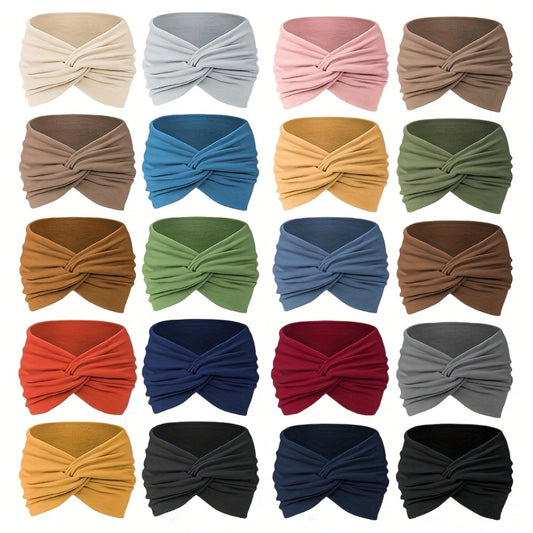 Headband for Women - Wide 20 Pack Moisture-Wicking Elastic Sweatband Solid Colors Sports Yoga - main product view