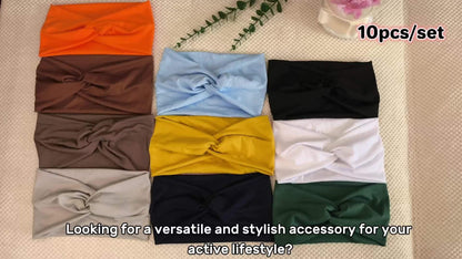 Headband for Women - Wide 20 Pack Moisture-Wicking Elastic Sweatband Solid Colors Sports Yoga - product detail view 8