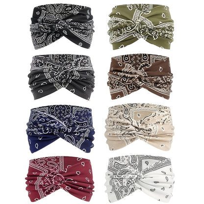 Headband for Women - Wide for 8 Pack Paisley Boho Elastic Sweat-Wicking Sports Band African - product detail view 13