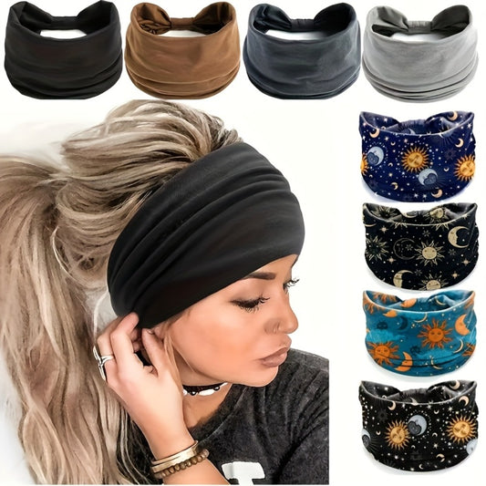 Headband for Women - Wide Knot for 8pcs Non-Slip Elastic Yoga Set Soft Stretch Workout Sports - main product view