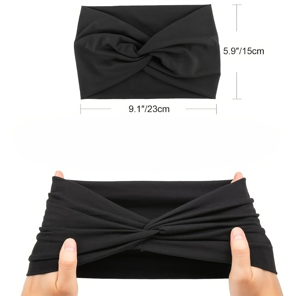 Headband for Women - Wide Knot for 8pcs Non-Slip Elastic Yoga Set Soft Stretch Workout Sports - product detail view 3