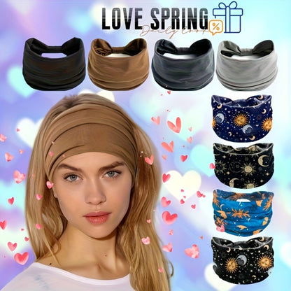 Headband for Women - Wide Knot for 8pcs Non-Slip Elastic Yoga Set Soft Stretch Workout Sports - product detail view 5