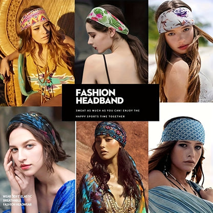 Headband for Women - Wide Knot for 8pcs Non-Slip Elastic Yoga Set Soft Stretch Workout Sports - product detail view 15