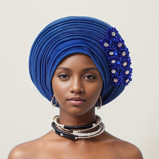 Headscarf - Aso Oke for Women - Handmade Elegant Nigerian Wedding Headwrap, African - main product view