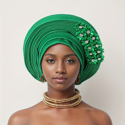 Headscarf - Aso Oke for Women - Handmade Elegant Nigerian Wedding Headwrap, African - product detail view 10