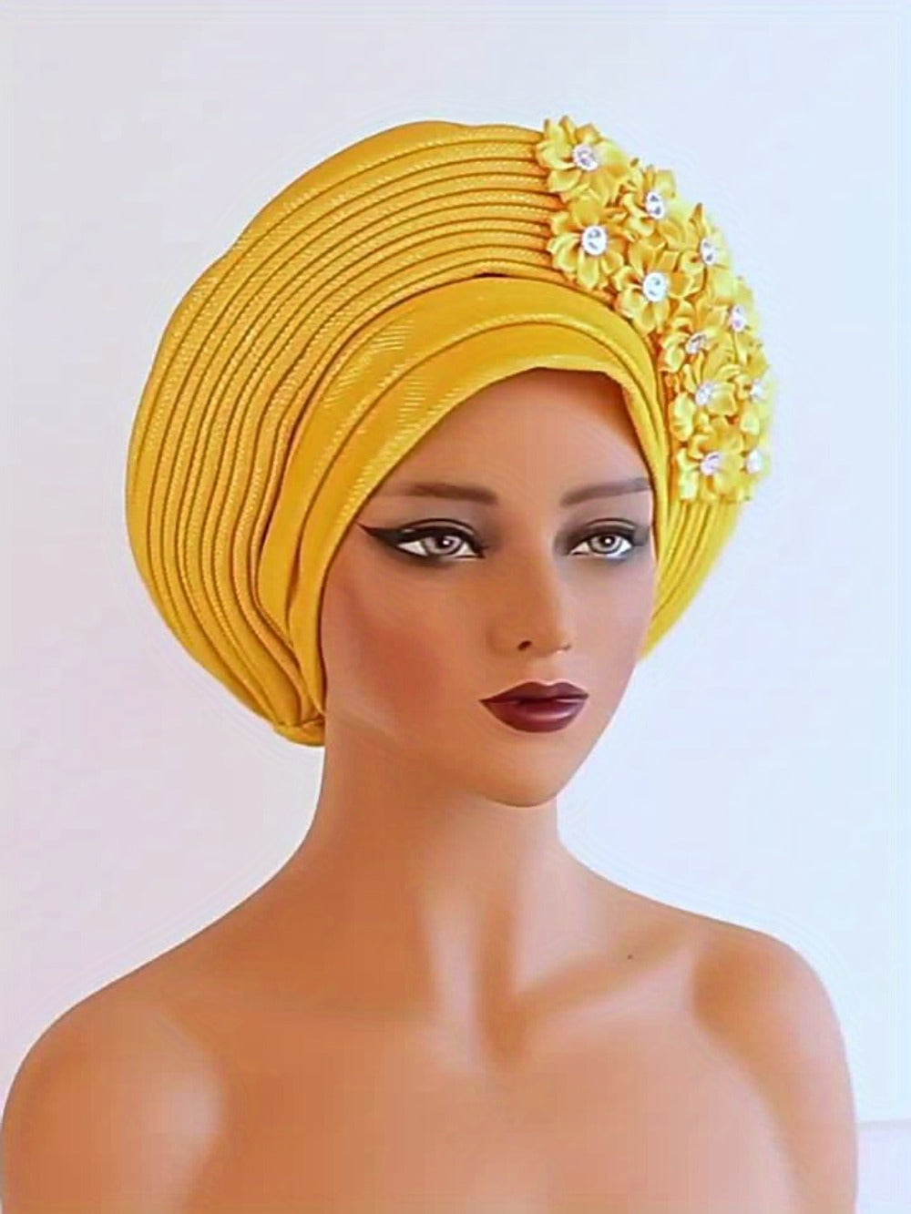Headscarf - Aso Oke for Women - Handmade Elegant Nigerian Wedding Headwrap, African - product detail view 12