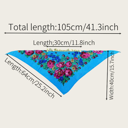 Headscarves & Bandanas - Peony Floral Headscarf with Golden Sequin Trim Lightweight Breathable - product detail view 6
