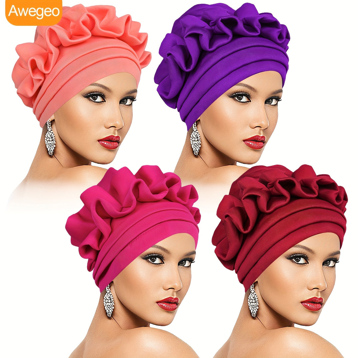 Headwrap - Turban 4-Pack for Women Fashion Head Wrap Scarf Elegant Versatile Hair - product detail view 7