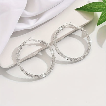 Hoop Earrings for Women - 925 Silver Crystal Hoop, Oversized Statement Pair - product detail view 7