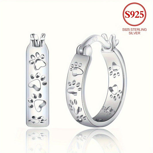 Hoop Earrings for Women - 925 Sterling Silver Animal Claw Design Minimalist Plain No Stone Elegant - main product view