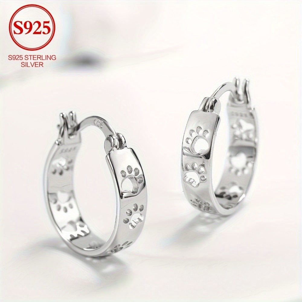 Hoop Earrings for Women - 925 Sterling Silver Animal Claw Design Minimalist Plain No Stone Elegant - product detail view 2