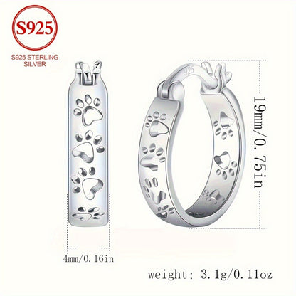 Hoop Earrings for Women - 925 Sterling Silver Animal Claw Design Minimalist Plain No Stone Elegant - product detail view 5
