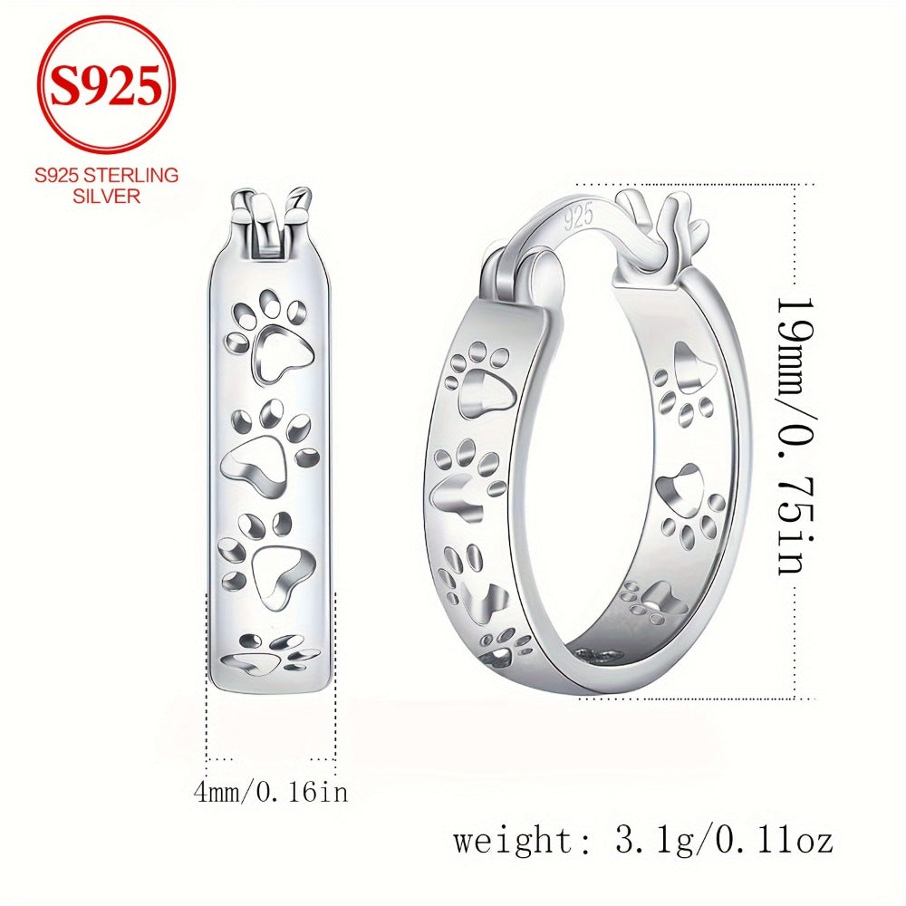 Hoop Earrings for Women - 925 Sterling Silver Animal Claw Design Minimalist Plain No Stone Elegant - product detail view 8