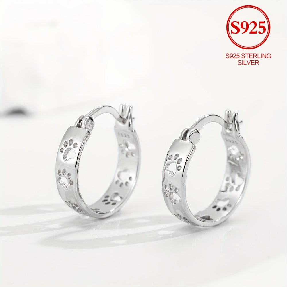 Hoop Earrings for Women - 925 Sterling Silver Animal Claw Design Minimalist Plain No Stone Elegant - product detail view 10