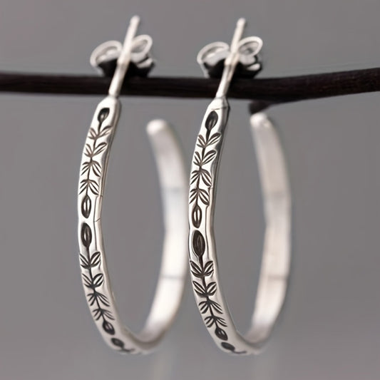 Hoop Earrings for Women - 925 Sterling Silver Handmade Hypoallergenic Stamped Everyday Minimalist - main product view