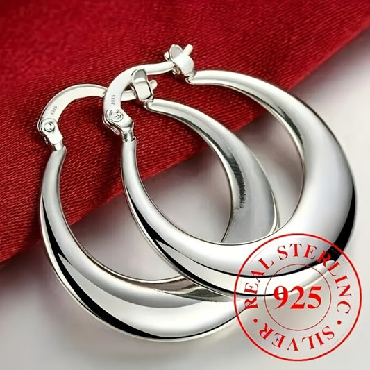 Hoop Earrings for Women - 925 Sterling Silver Hypoallergenic Elegant Round for Minimalist Silver - main product view