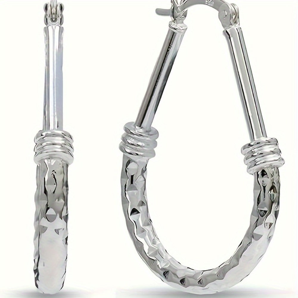 Hoop Earrings for Women - 925 Sterling Silver Italian Classic Design Silver Hypoallergenic Wedding - product detail view 3