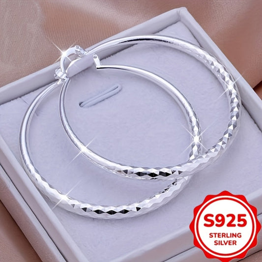 Hoop Earrings for Women - 925 Sterling Silver Large for Elegant Oversized Circle Vacation Fashion - main product view