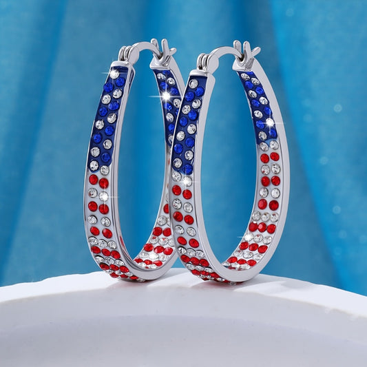 Hoop Earrings for Women - Boho Colorful Star Dot Design Blue Red White Crystal Zircon for Bohemian - main product view