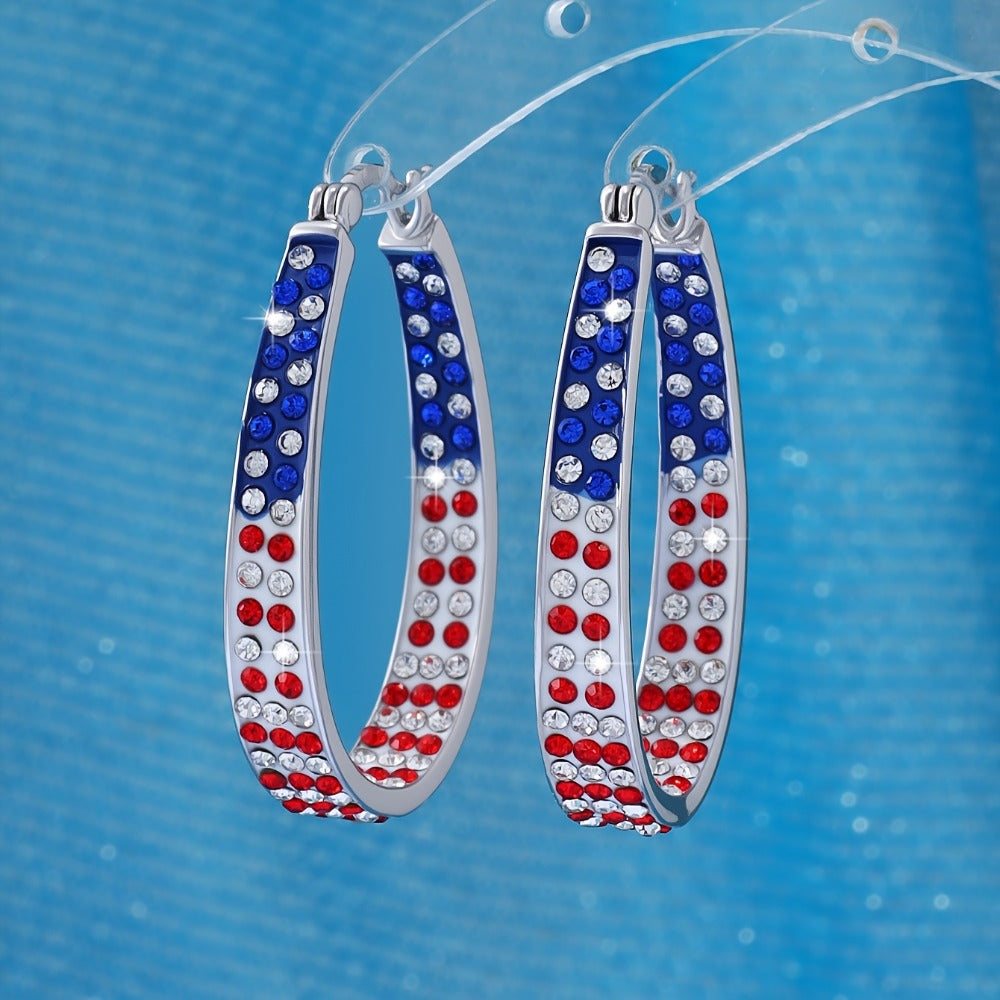 Hoop Earrings for Women - Boho Colorful Star Dot Design Blue Red White Crystal Zircon for Bohemian - product detail view 2