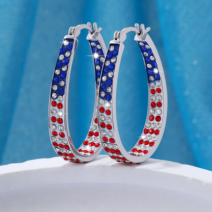 Hoop Earrings for Women - Boho Colorful Star Dot Design Blue Red White Crystal Zircon for Bohemian - product detail view 6