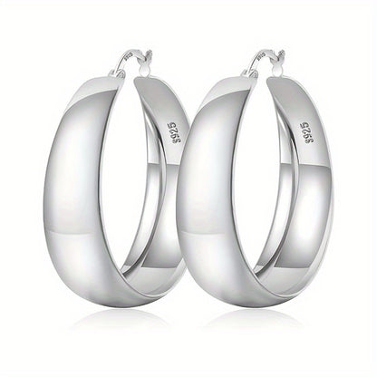 Hoop Earrings for Women - Chunky 925 Sterling Silver - Wide Thick Hypoallergenic Large for , Bold - main product view