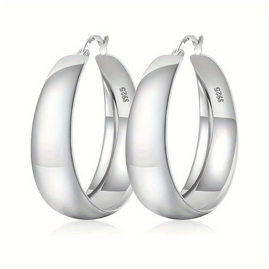 Hoop Earrings for Women - Chunky 925 Sterling Silver - Wide Thick Hypoallergenic Large for , Bold - main product view