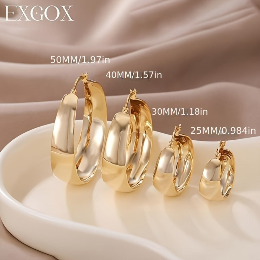 Hoop Earrings for Women - Chunky 925 Sterling Silver - Wide Thick Hypoallergenic Large for , Bold - product detail view 8