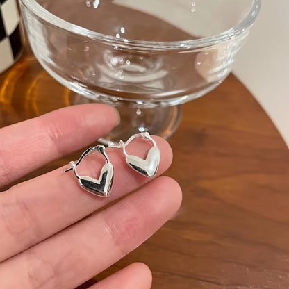 Hoop Earrings for Women - Heart 925 Sterling Silver Boho Retro Style Hypoallergenic Love Jewelry - product detail view 8