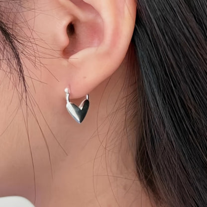 Hoop Earrings for Women - Heart 925 Sterling Silver Boho Retro Style Hypoallergenic Love Jewelry - product detail view 10