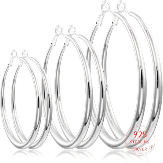 Hoop Earrings for Women - Large 925 Sterling Silver Hypoallergenic Lightweight Big Circle for 40mm - main product view