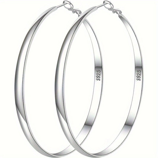 Hoop Earrings for Women - Large for S925 Sterling Silver Oversized Thin Circle , French Minimalist - main product view