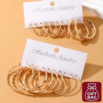 Hoop Earrings for Women - Metal Twist Set 16Pcs - Hypoallergenic Gold Huggie for , Minimalist - product detail view 3