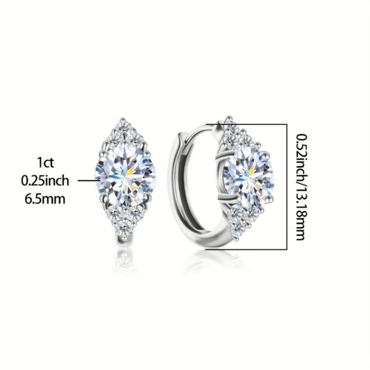 Hoop Earrings for Women - Moissanite 925 Sterling Silver for | 1 Carat Sparkling Diamond Alternative - main product view