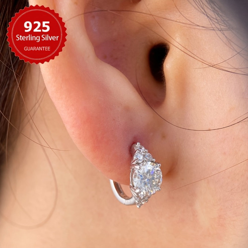 Hoop Earrings for Women - Moissanite 925 Sterling Silver for | 1 Carat Sparkling Diamond Alternative - product detail view 6