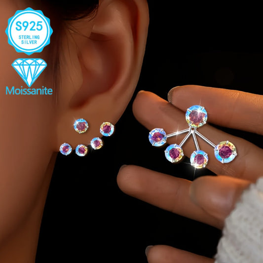 Hoop Earrings for Women - Moissanite 925 Sterling Silver Colorful Torus for Hypoallergenic Boho - main product view