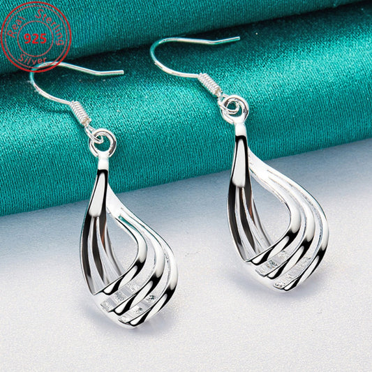 Hoop Earrings for Women - S925 Sterling Silver Minimalist Triple Circle Geometric for Hypoallergenic - main product view
