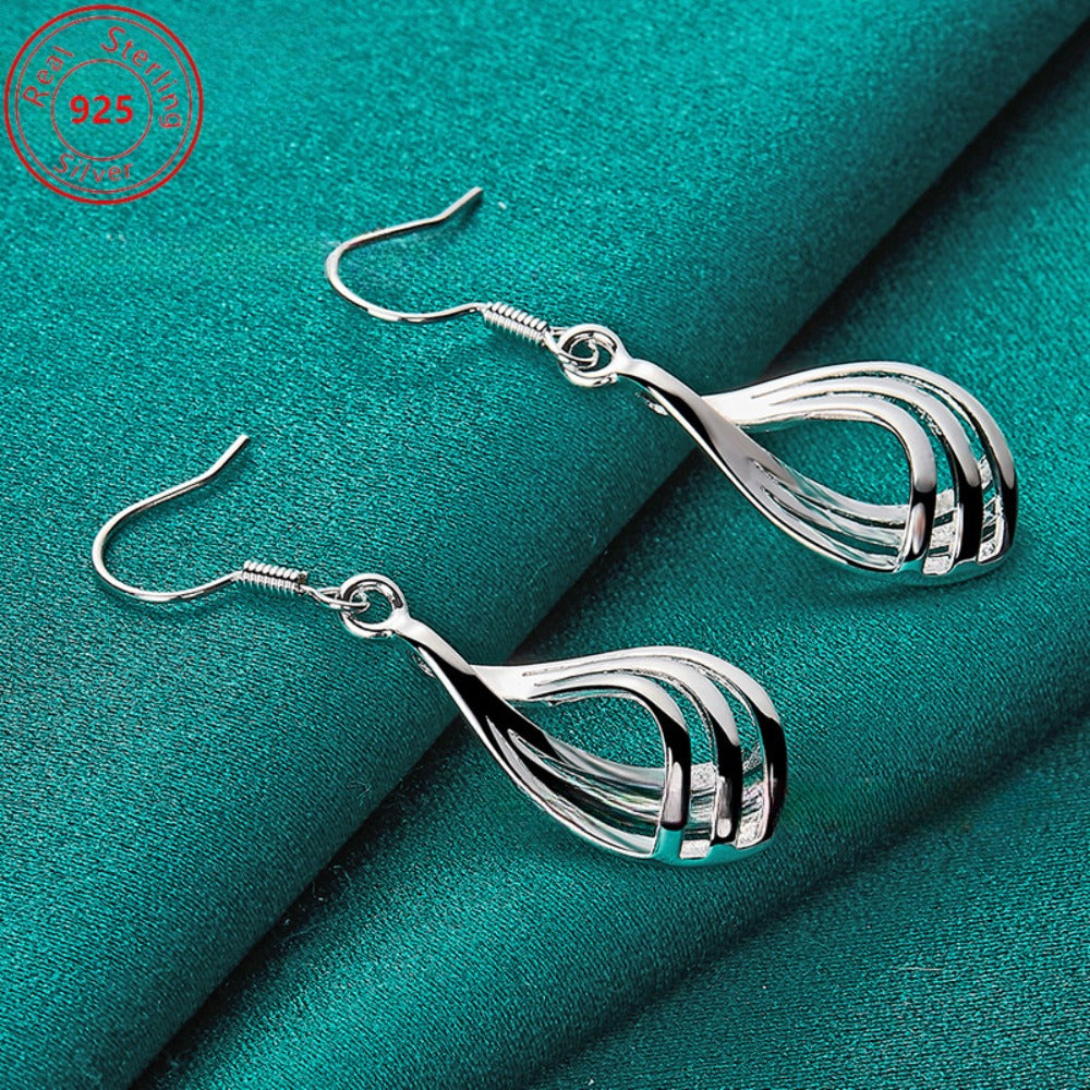 Hoop Earrings for Women - S925 Sterling Silver Minimalist Triple Circle Geometric for Hypoallergenic - product detail view 6