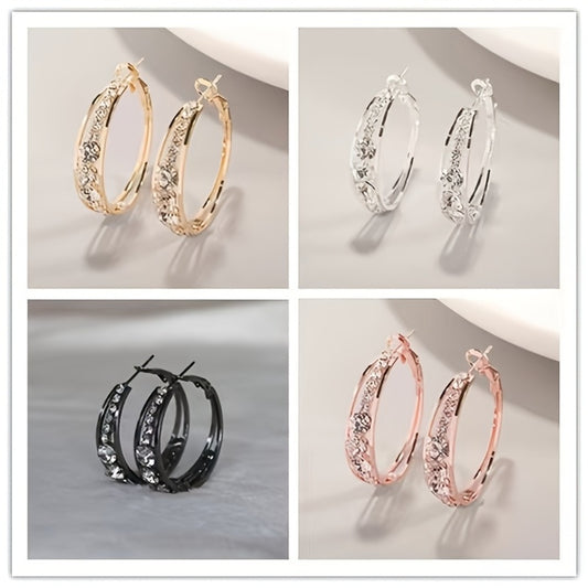 Hoop Earrings for Women - Set for 8pcs Geometric Zirconia Circle , Multi-Color Styles, Elegant Daily - main product view