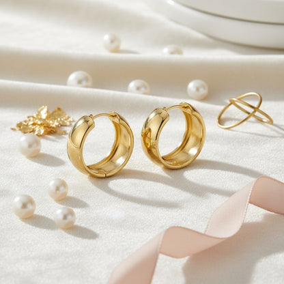 Hoop Earrings for Women - Set 90pcs for Vintage Pearl Geometric Heart Butterfly Star Twisted Wide - product detail view 8